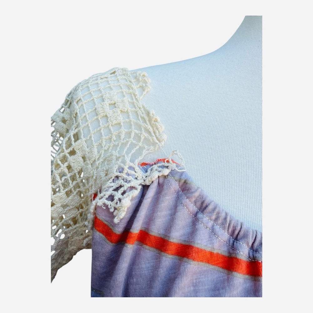 Free People Women’s S Aruba Crochet Striped Bohemian Hippie Festival Crop Top - Picture 12 of 12